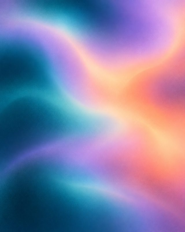 Example of the Gradient mesh look: smooth blends of teal, violet and coral light